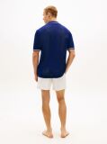 Blue Open Knit Short Sleeve Lounge Shirt  Men