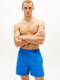 Blue Logo Embroidery Mid Length Swim Shorts  Men