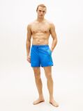 Blue Logo Embroidery Mid Length Swim Shorts  Men