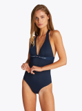 Blue Original Deep Plunge Halterneck Swimsuit  Women