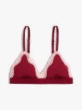Red Microfibre Lace Trim Triangle Bralette  Women