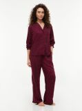Red Essential Print Embroidery Relaxed Pyjama Shirt  Women