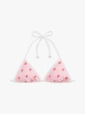 Multi Seersucker Logo Embroidery Triangle Bikini Top  Women