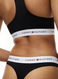 Black Signature Logo Microfibre Thong  Women