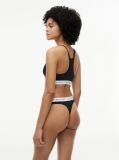 Black Signature Logo Microfibre Thong  Women