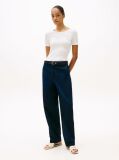 White Ribbed Slim T-Shirt  Women
