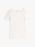 White Ribbed Slim T-Shirt  Women