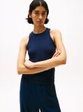 Blue Ribbed Slim Fit Tank Top  Women