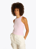 Pink Ribbed Slim Fit Tank Top  Women
