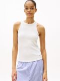 White Ribbed Slim Fit Tank Top  Women