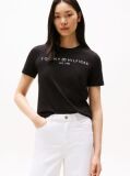 Μαύρο T-Shirt Με Κλασική Λαιμόκοψη Και Λογότυπο  Γυναίκες