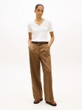 Beige V-Neck Slim Fit T-Shirt  Women
