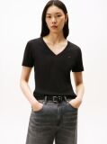 Black V-Neck Slim Fit T-Shirt  Women