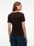 Καφέ T-Shirt Με Λαιμόκοψη V Και Slim Γραμμή  Γυναίκες