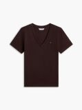Καφέ T-Shirt Με Λαιμόκοψη V Και Slim Γραμμή  Γυναίκες