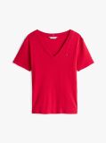 Red V-Neck Slim Fit T-Shirt  Women