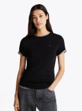 Black Flag Embroidery Ribbed Slim T-Shirt  Women