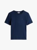Μπλε Ριμπ T-Shirt Σε Slim Γραμμή Με Κεντητό Σημαιάκι  Γυναίκες
