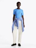 Blue Flag Embroidery Ribbed Slim T-Shirt  Women