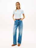 Blue Flag Embroidery Ribbed Slim T-Shirt  Women