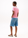 Pink Flag Embroidery Ribbed Slim T-Shirt  Women