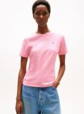 Pink Flag Embroidery Ribbed Slim T-Shirt  Women