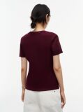 Red Flag Embroidery Ribbed Slim T-Shirt  Women