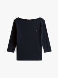 Μπλε T-Shirt Σε Slim Γραμμή Με Boat Λαιμόκοψη  Γυναίκες