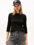 Black Boat Neck Slim Fit T-Shirt  Women