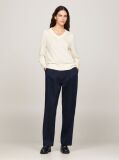 Beige TH Monogram Stamp V-Neck Jumper  Women