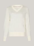 Beige TH Monogram Stamp V-Neck Jumper  Women