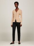 Beige Ribbed Button Down Slim Fit Cardigan  Women