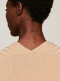 Beige Ribbed Button Down Slim Fit Cardigan  Women