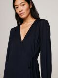 Blue Fit And Flare Wrap Dress  Women