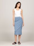 Blue Garment Dyed Ribbed Midi Pencil Skirt  Women