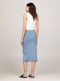 Blue Garment Dyed Ribbed Midi Pencil Skirt  Women