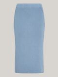 Blue Garment Dyed Ribbed Midi Pencil Skirt  Women