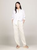 White Linen Patch Pocket Relaxed Fit Shirt  Women