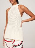 Beige Crochet Crew Neck Tank Top  Women