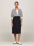 Blue Gold Button Wrap Midi Skirt  Women