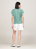 Multi Fluid Stripe V-Neck Short Sleeve Blouse  Women