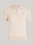 Beige Short Sleeve Polo Collar Jumper  Women
