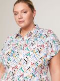 Multi Curve TH Monogram Pleated Short Sleeve Shirt Dress  Women