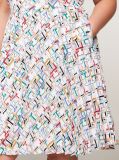 Multi Curve TH Monogram Pleated Short Sleeve Shirt Dress  Women