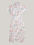 Multi Curve TH Monogram Pleated Short Sleeve Shirt Dress  Women