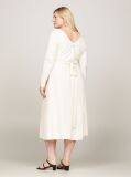 Beige Curve Slim Fit Belted V-Neck Midi Dress  Women