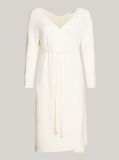 Beige Curve Slim Fit Belted V-Neck Midi Dress  Women