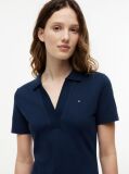 Blue Slim Open V-Neck Polo Dress  Women