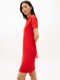 Red Slim Open V-Neck Polo Dress  Women