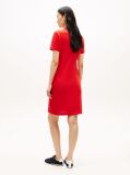 Red Slim Open V-Neck Polo Dress  Women
